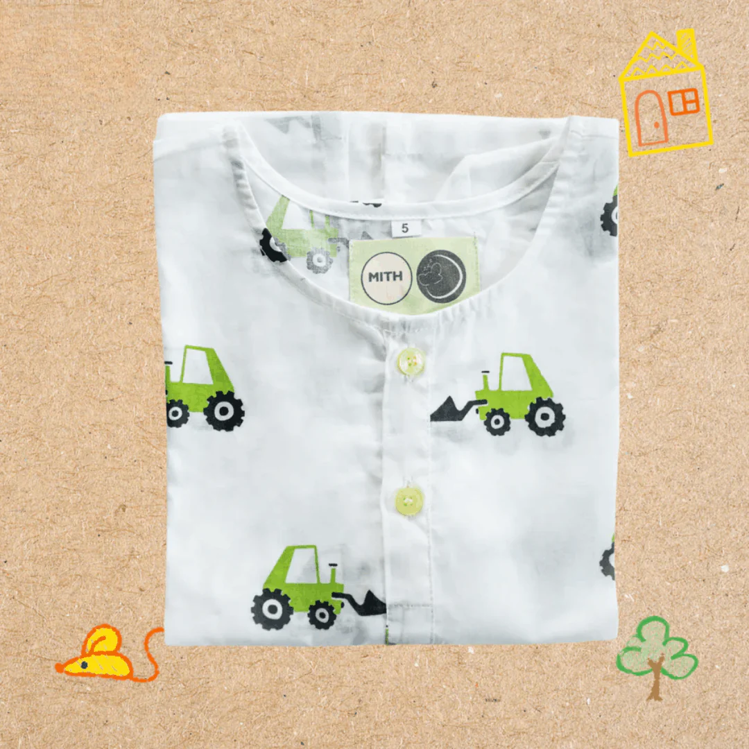Scoopy Excavator- Unisex Kids Cotton Nightwear - Image 5