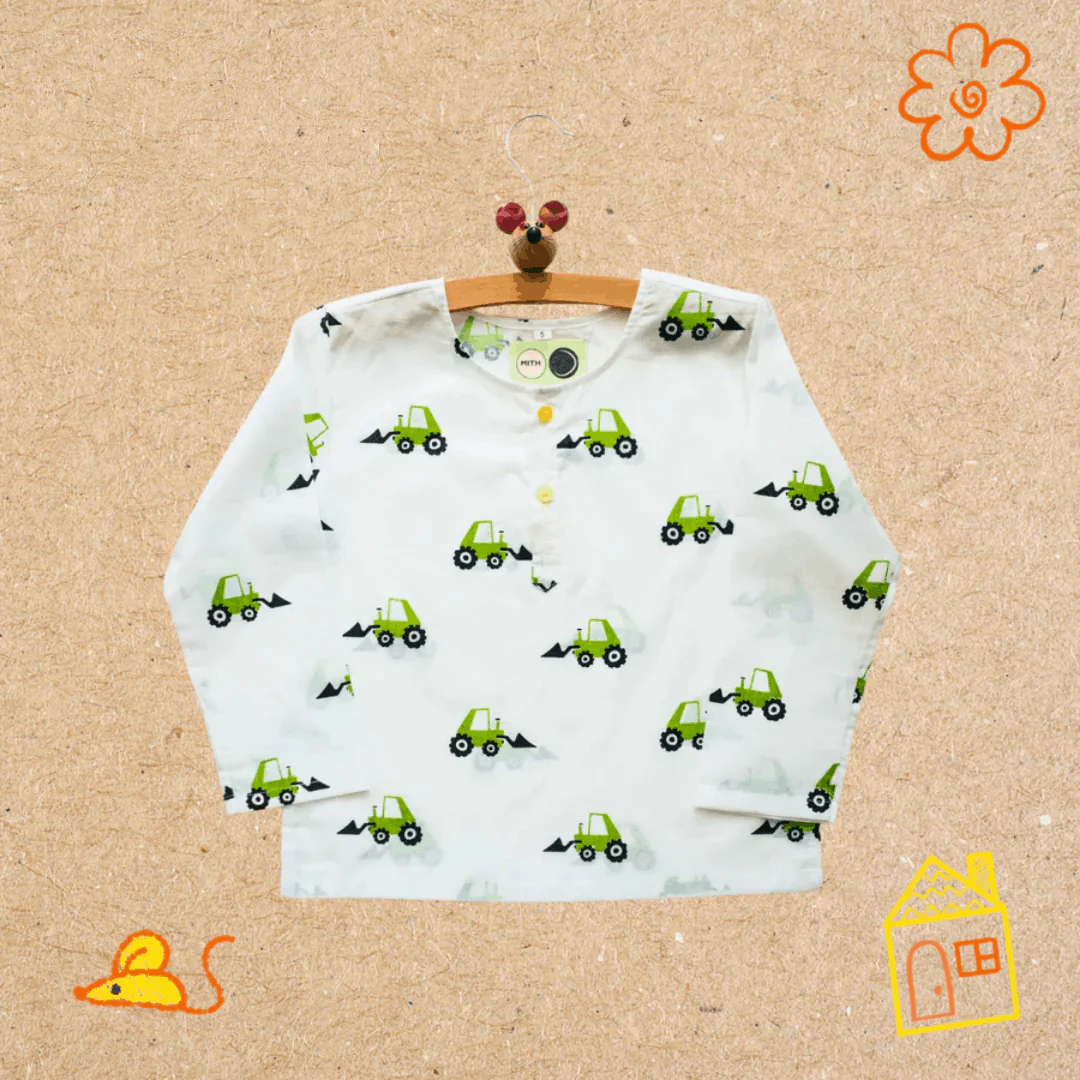Scoopy Excavator- Unisex Kids Cotton Nightwear - Image 7