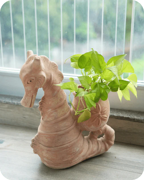 Seashell Seahorse Earthen Planter - Image 2
