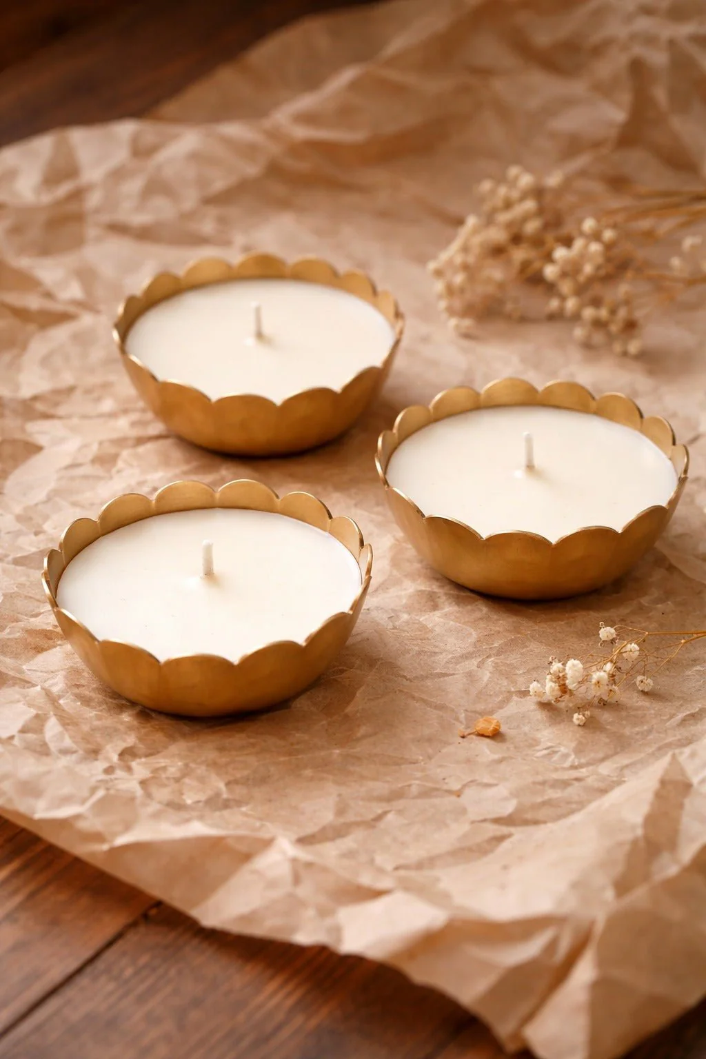 Set Of 3 Metallic Bowl Scented Candles | Home Fragrance