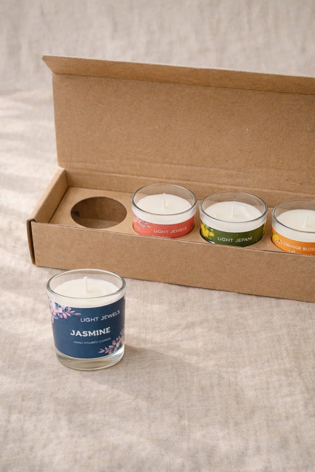 Set Of 4 Floral Soy Wax Glass Candle Votives | Scented Candles - Image 3