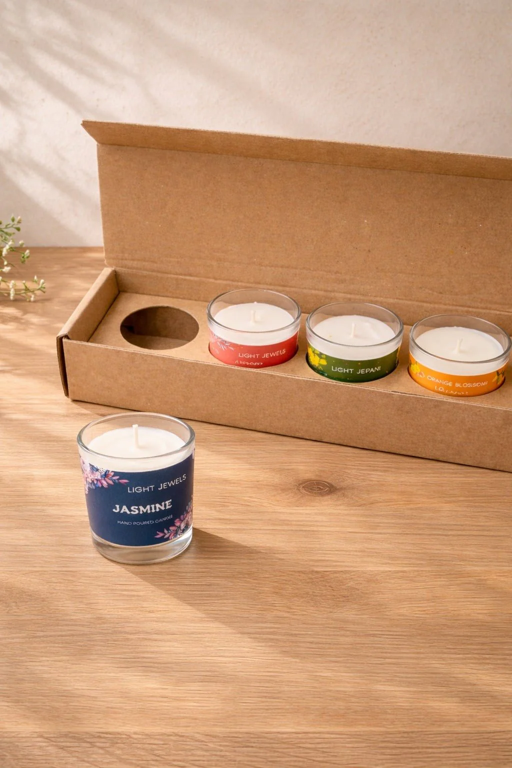 Set Of 4 Floral Soy Wax Glass Candle Votives | Scented Candles - Image 4