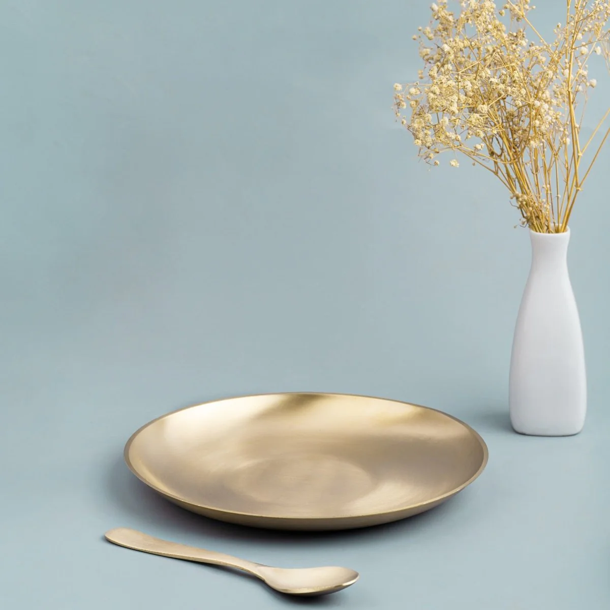 Set of 6 Matt Finish Handmade Bronze Breakfast Plate with Spoon - Image 2