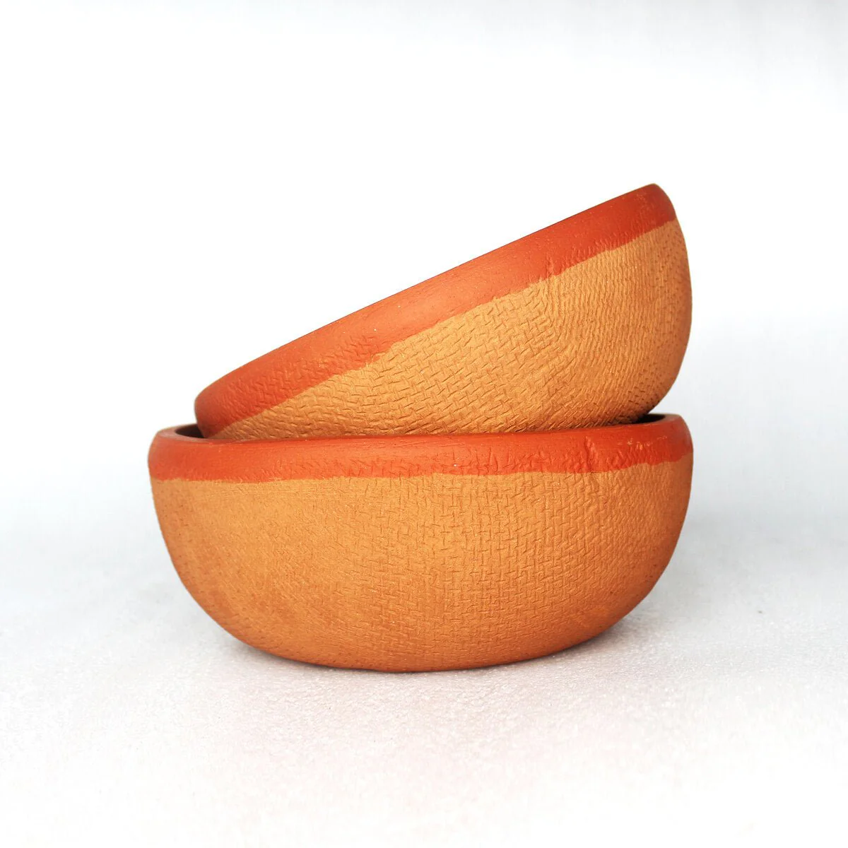 Shallow Jute Textured Terracotta Planter- Set of 2 - Image 2