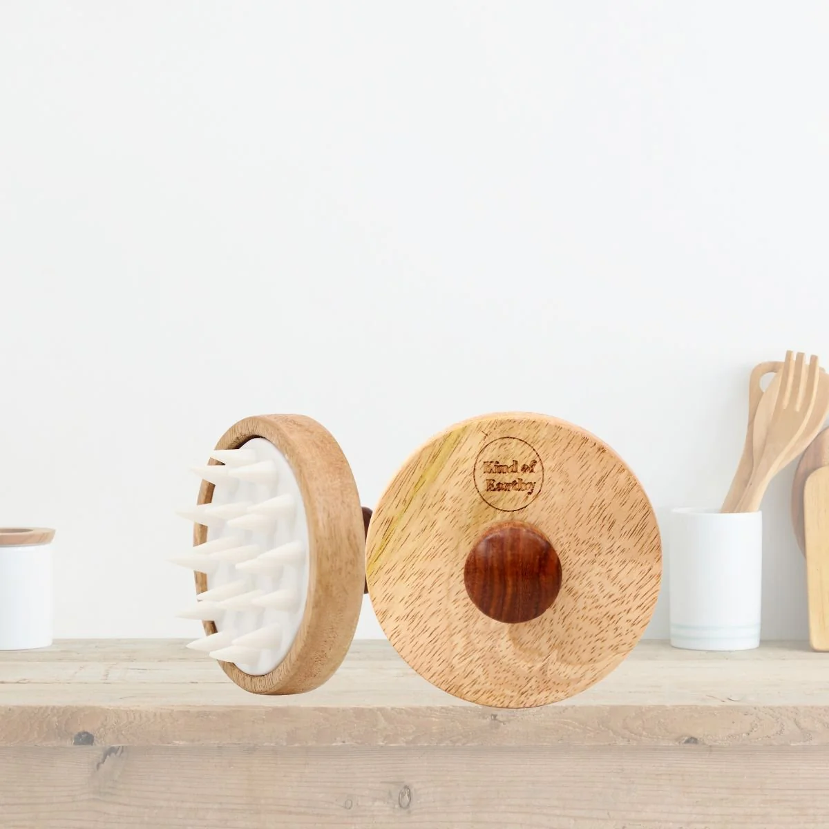 Shampoo Scalp Massager | Wooden Scalp Roller With Soft Bristles - Image 2