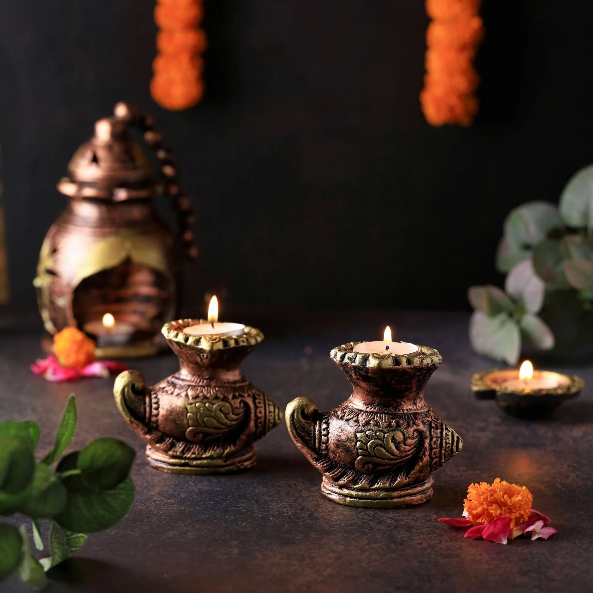 Shankh Diya Set Of 2 - Diwali Decoration & Festival Lighting - Image 2