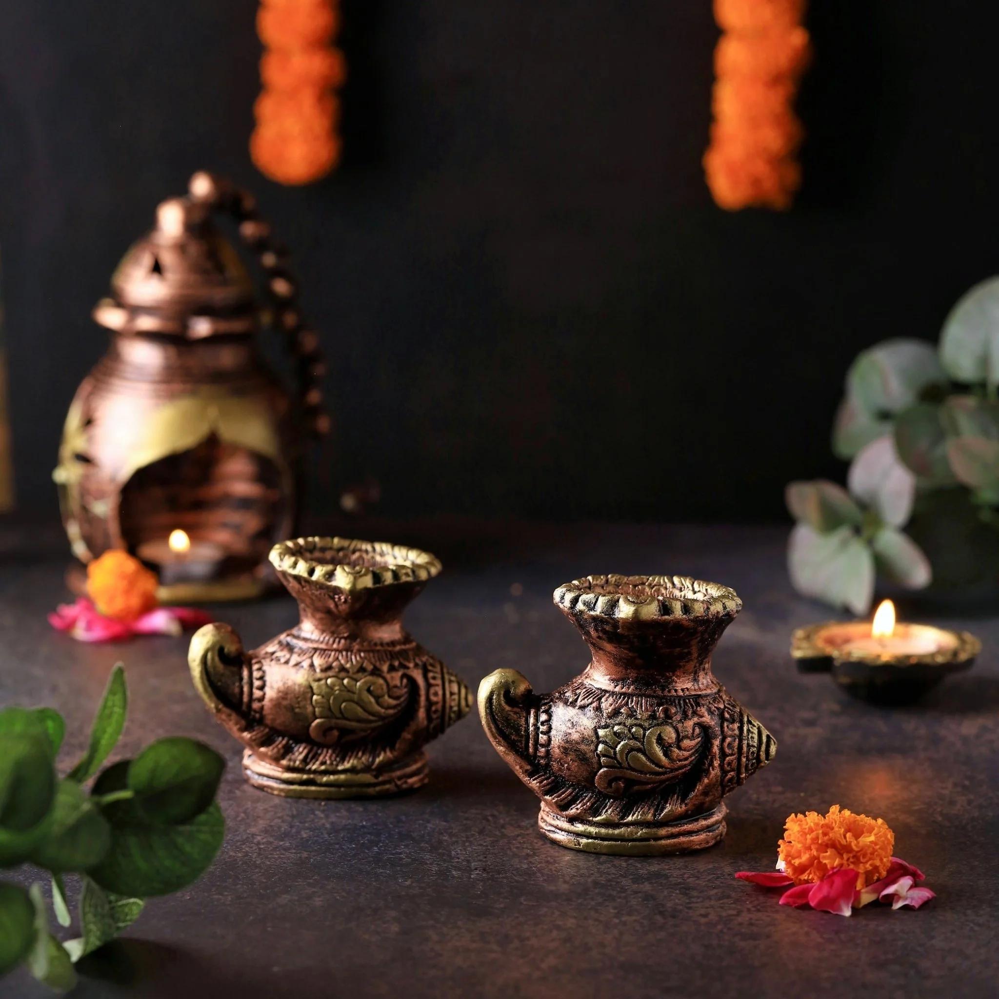 Shankh Diya Set Of 2 - Diwali Decoration & Festival Lighting - Image 5
