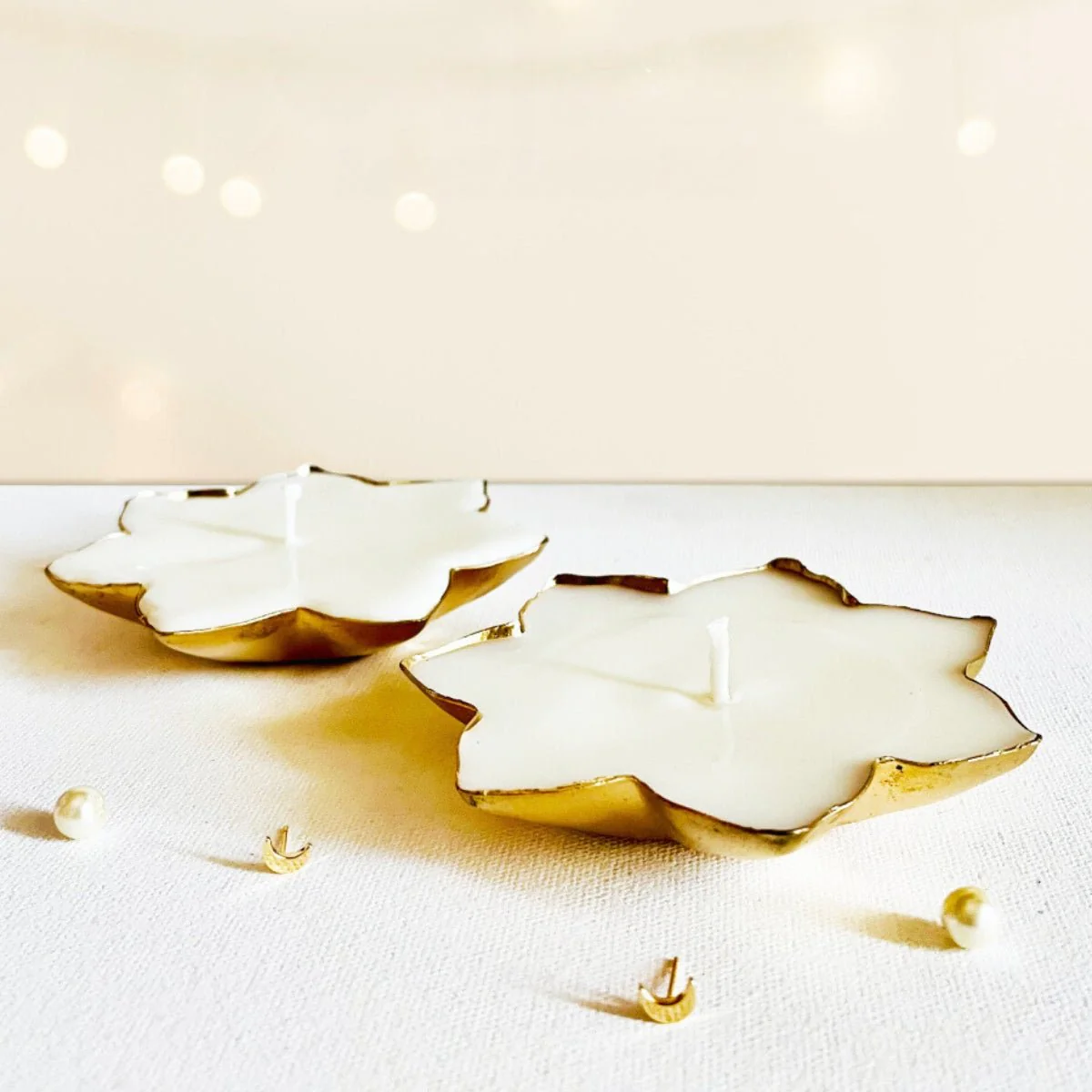 Shanvi | Laxmi Lotus Urli 100% Coconut Wax Diya/Candles | Set of 2