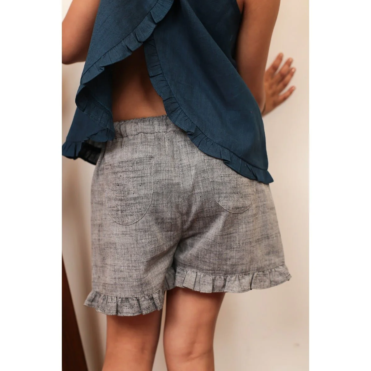Shark Grey Shorts | Cotton Shark Grey Shorts for Girls - Image 2