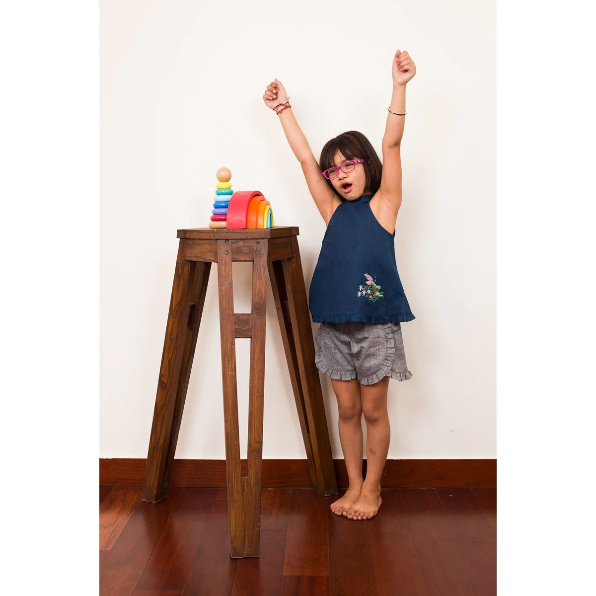 Shark Grey Shorts | Cotton Shark Grey Shorts for Girls - Image 3
