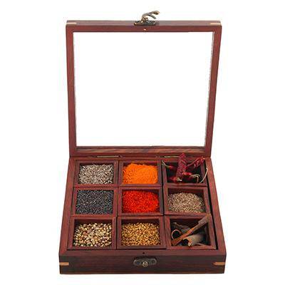 Sheesham Wooden Table Top Spice Box Masala Dabba Namak Dani - Image 3