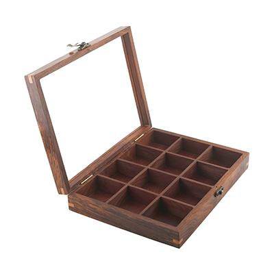 Sheesham Wood table top 12 Compartment Spice Box with Spoon - Image 5