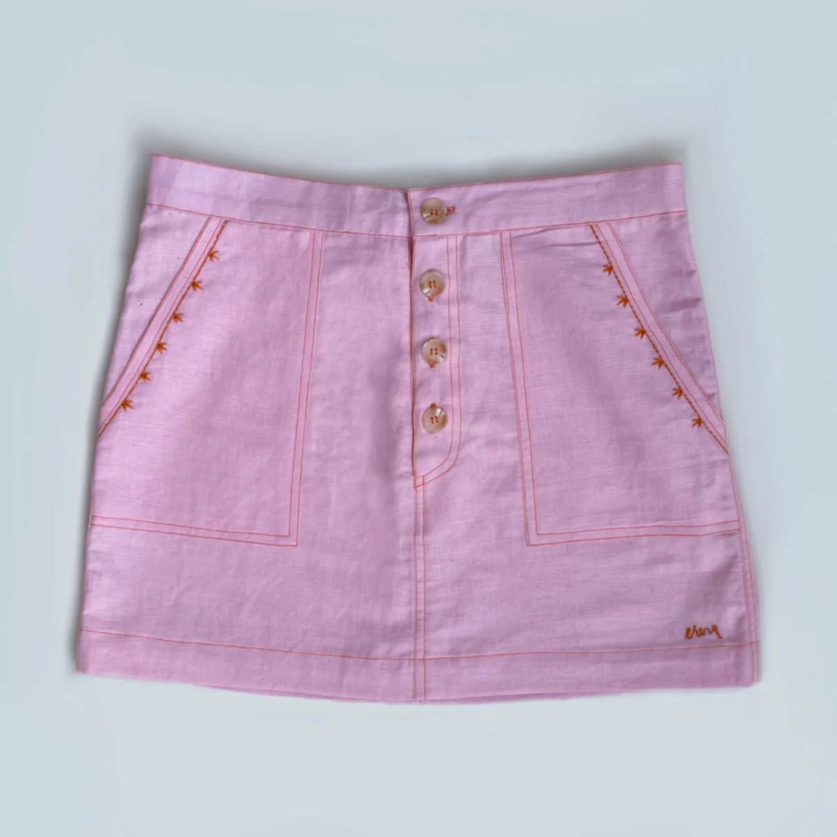 Sherry Pink Linen Skirt – Elegant Casual & Party Wear for Women - Image 3