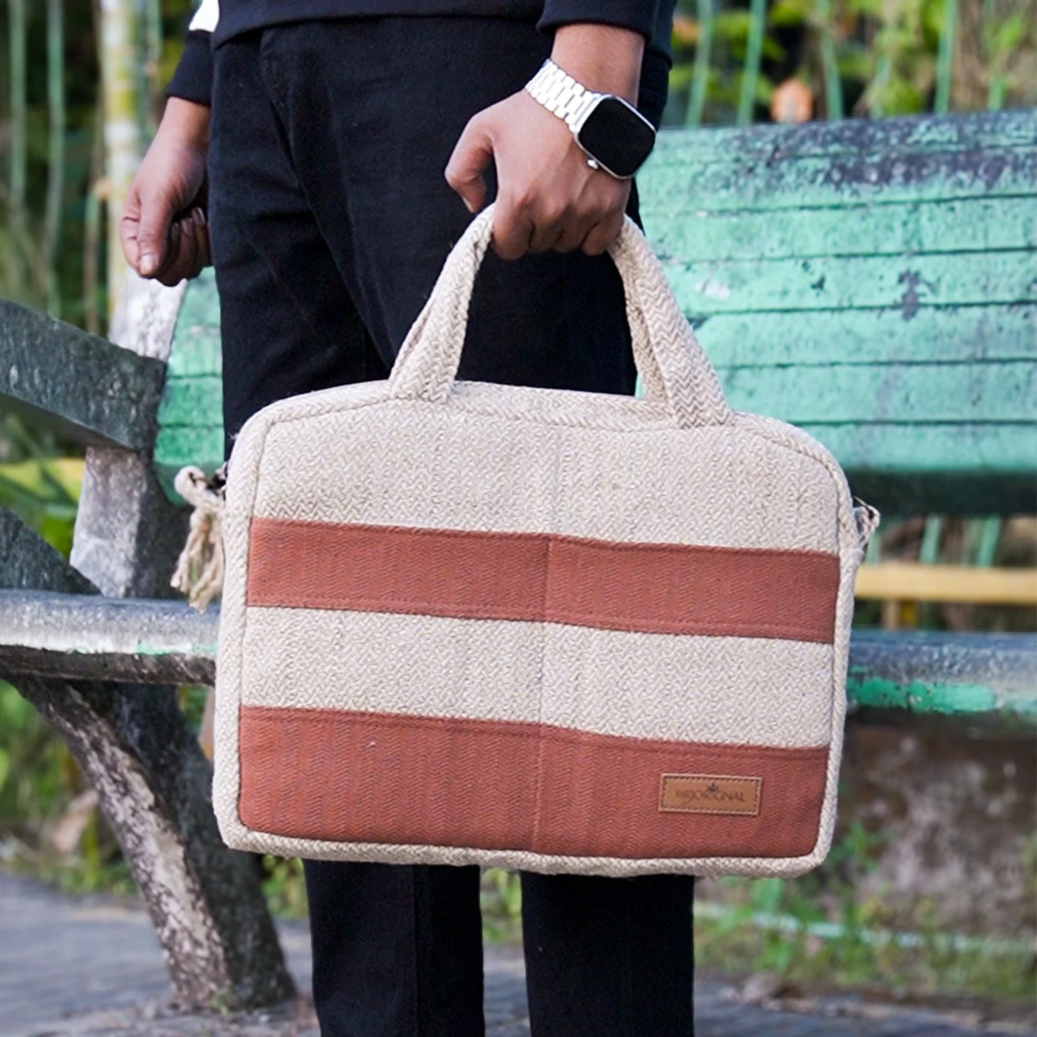 Shiro White Hemp Laptop Bag | Eco Friendly Office & Travel Laptop Bag - Image 2