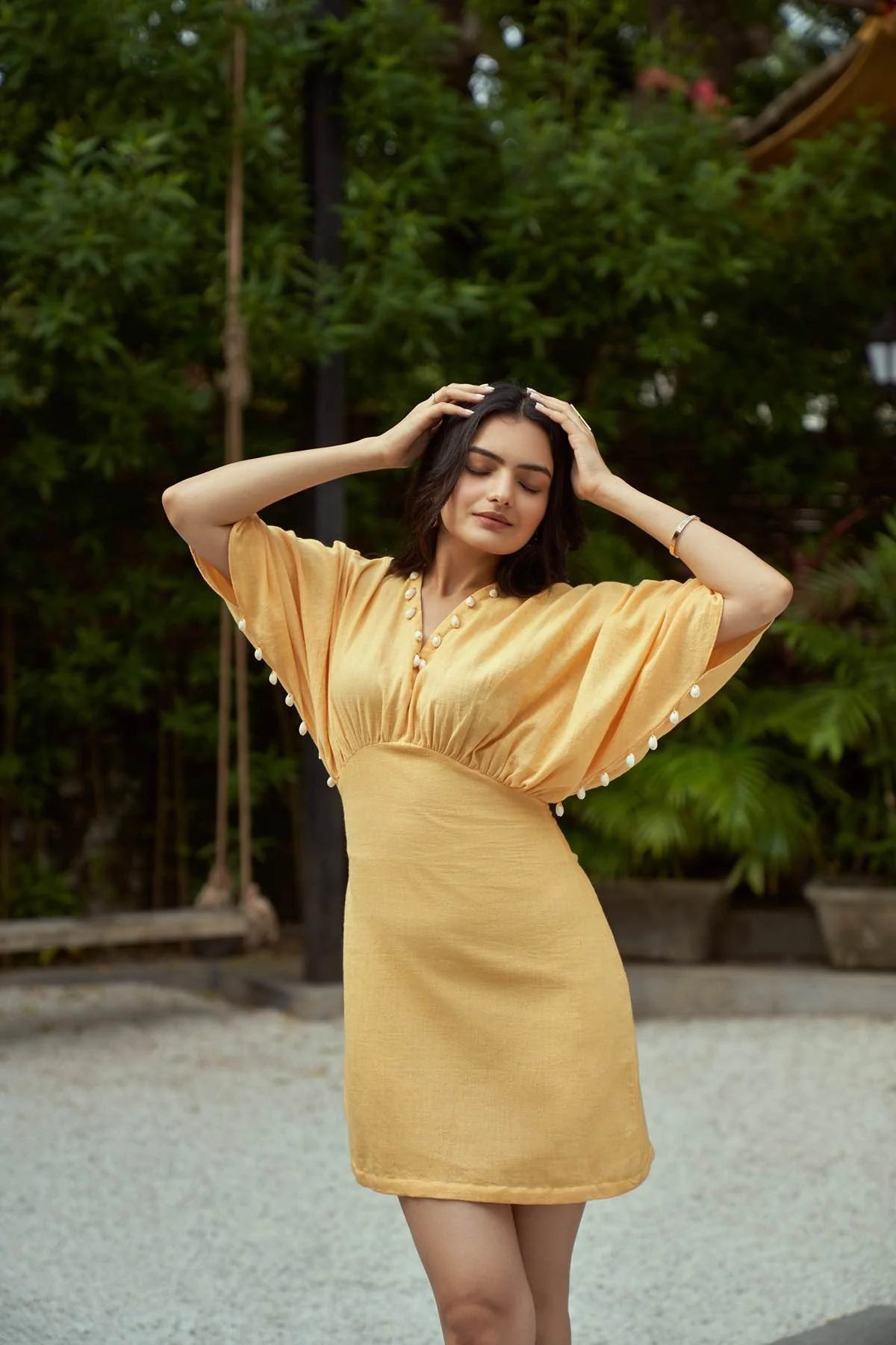 Sicily Kaftan Short Handloom Cotton Dress - Image 2