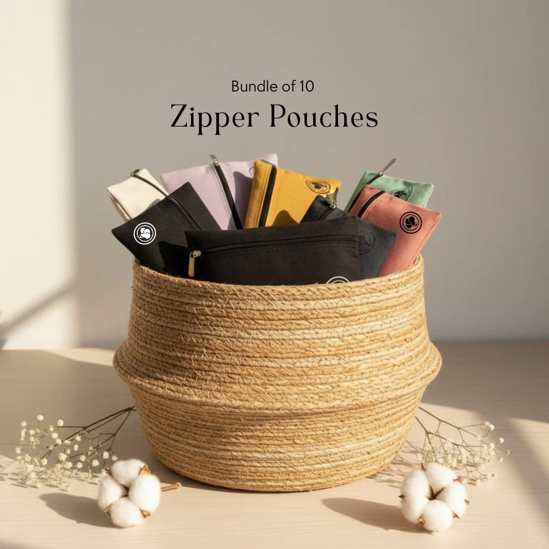 Ten Piece Zipper Pouch Set - Smart, Handy and Sleek | Cotton Canvas