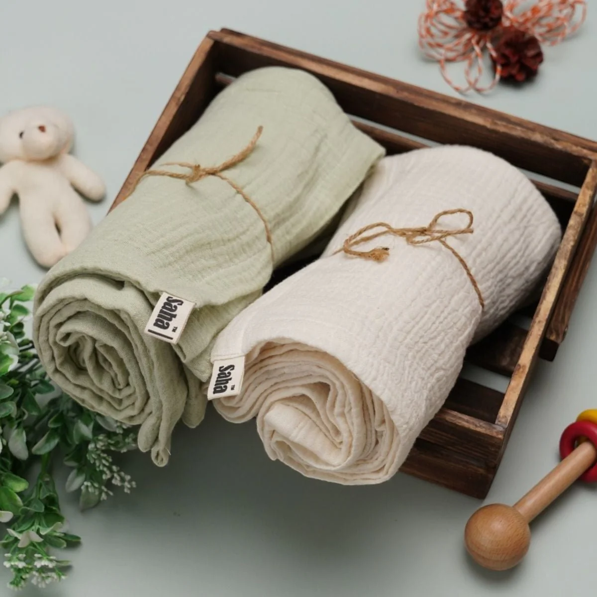 Unisex Baby Swaddle (Set of 2) | GOTS-certified organic Muslin - Image 2