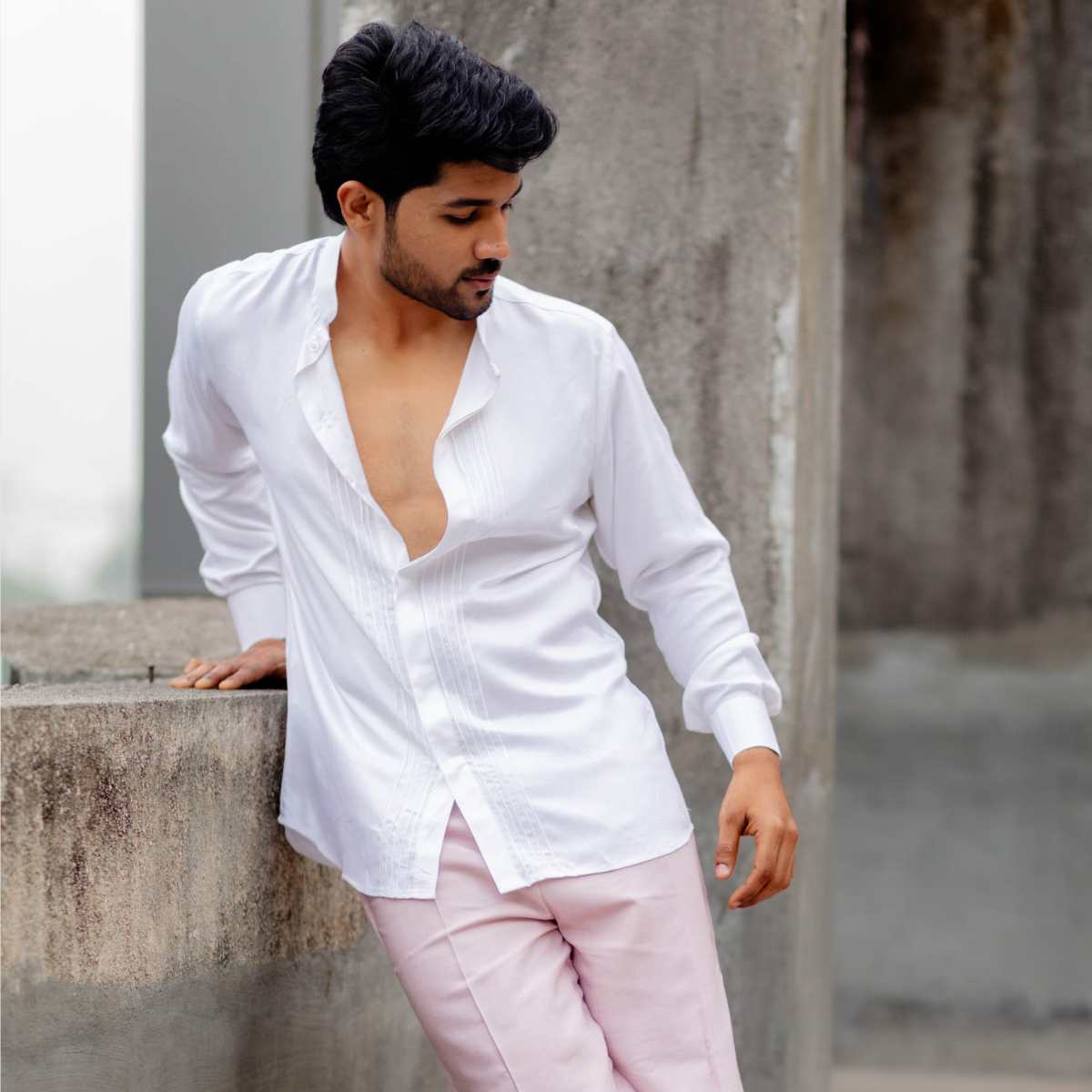 Snowdrop White Tencel Shirt For Men | Sustainable Wear