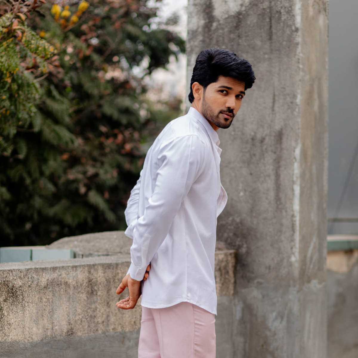 Snowdrop White Tencel Shirt For Men | Sustainable Wear - Image 3