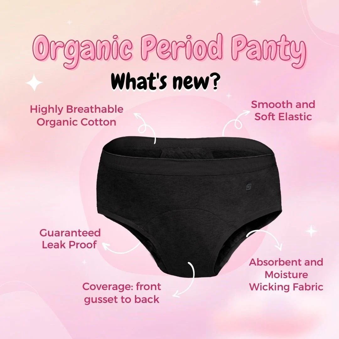 Organic Reusable/Washable/Leakproof/Absorbent Period Panty (Hipster) - Image 10