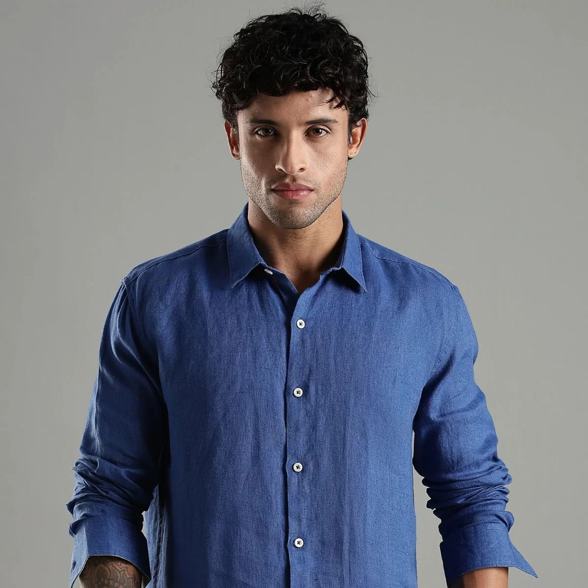 Denim Blue Linen Sora Shirt – Relaxed Everyday Outfit