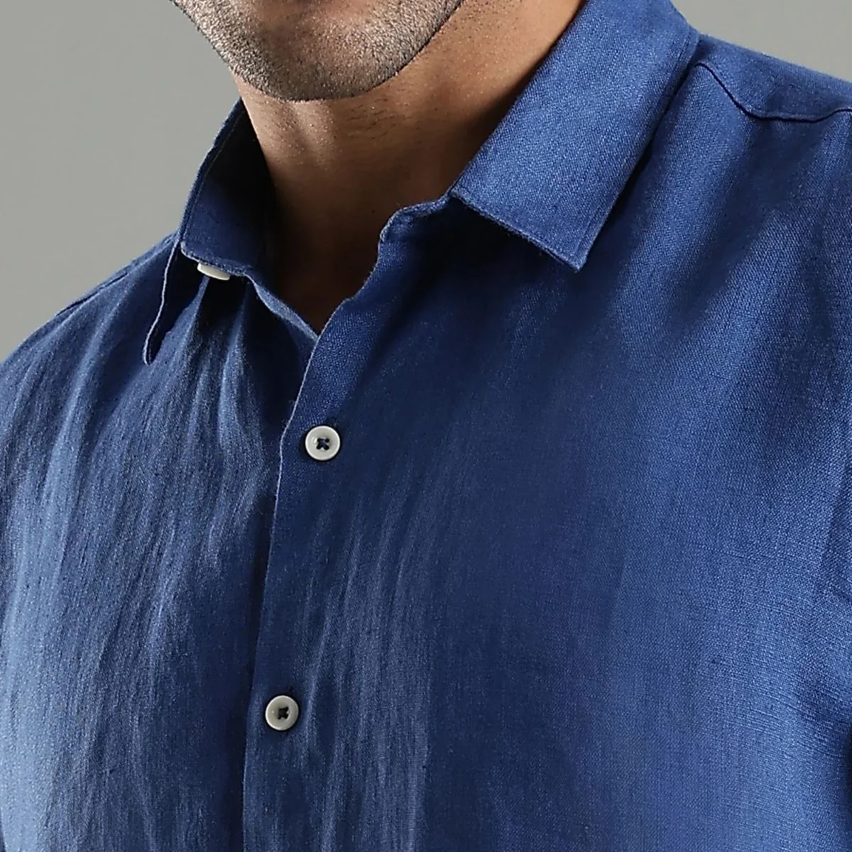 Denim Blue Linen Sora Shirt – Relaxed Everyday Outfit - Image 2