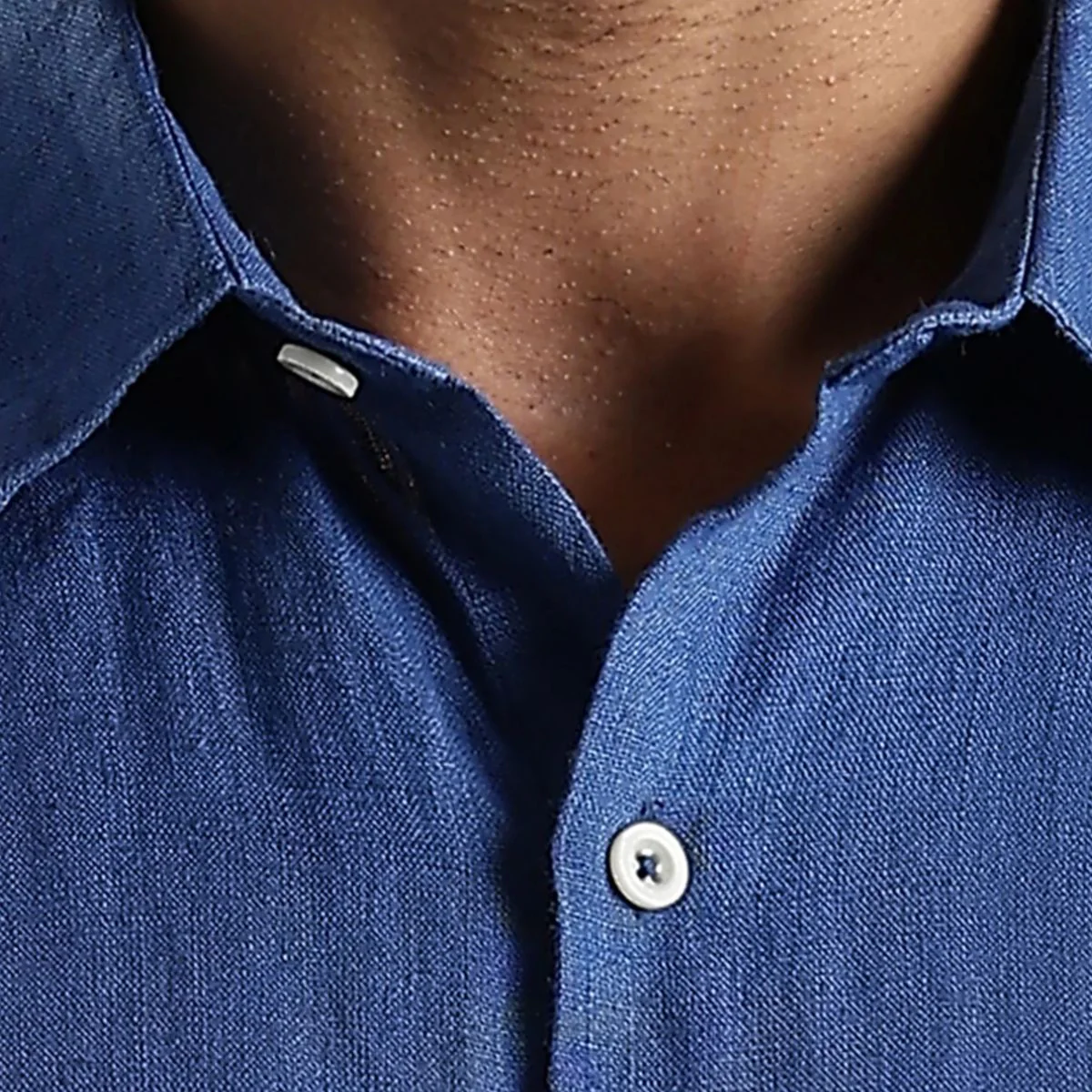 Denim Blue Linen Sora Shirt – Relaxed Everyday Outfit - Image 5