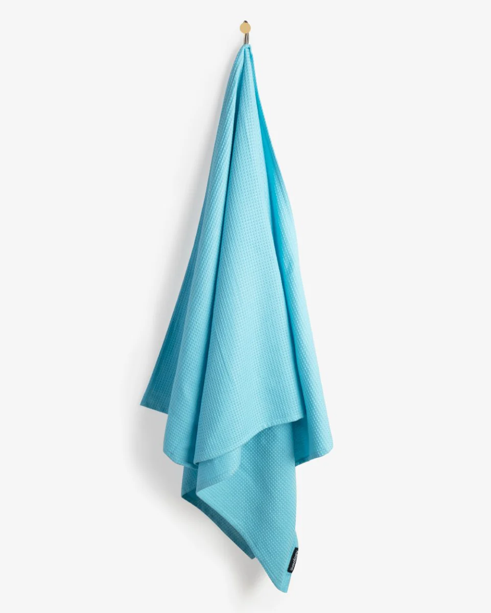 Bath, Hand & Face Towel | Sorrento Waffle Aqua- Set of 3 - Image 12