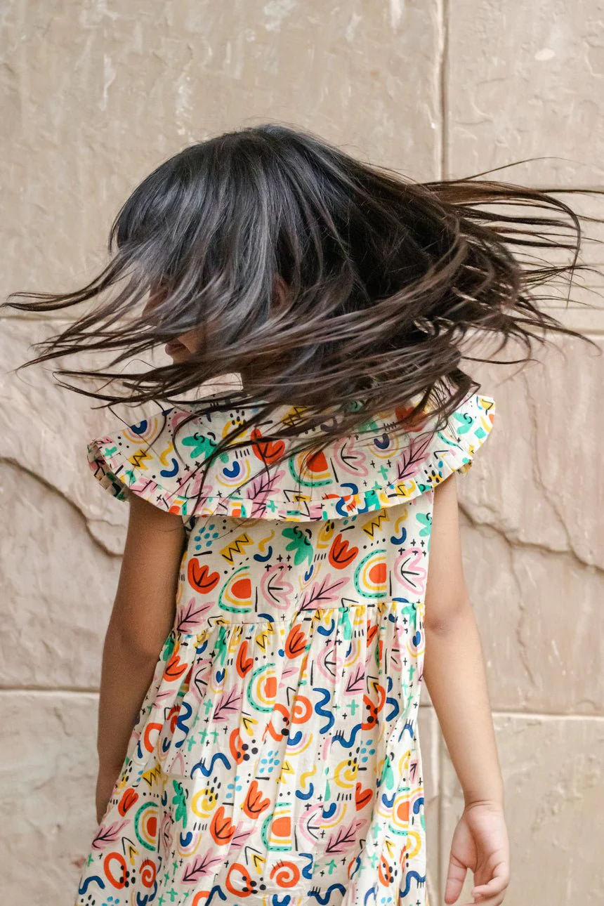 Soul Surfer Dress | Abstract Print Colorful Cotton Dress for Women - Image 2