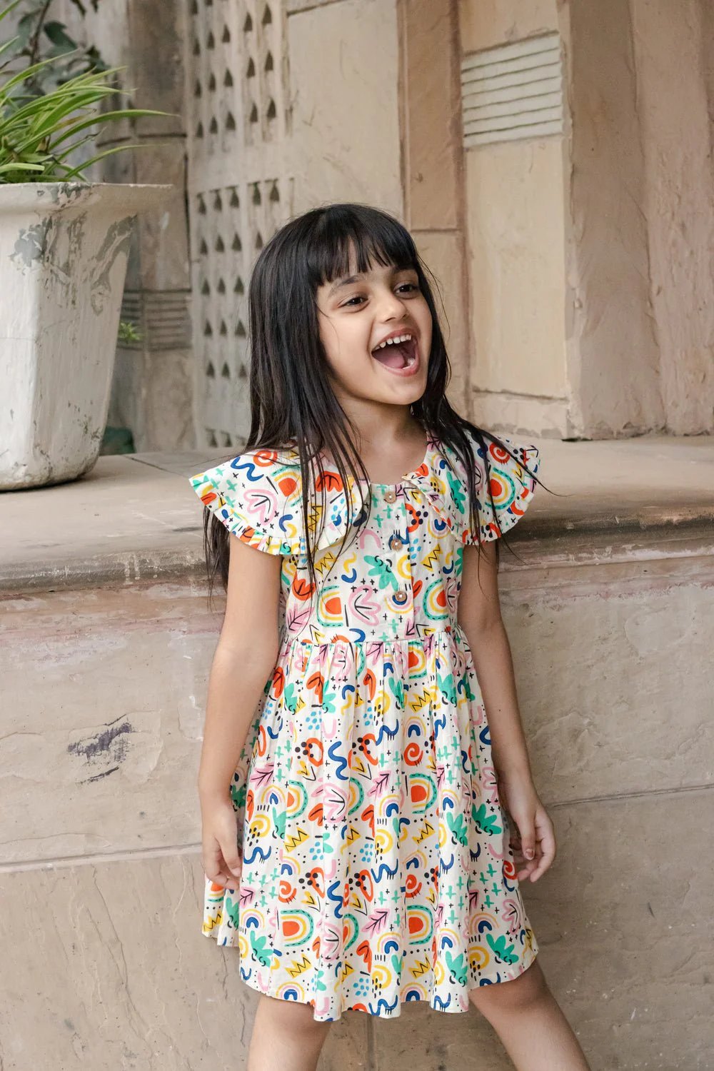 Soul Surfer Dress | Abstract Print Colorful Cotton Dress for Women - Image 3