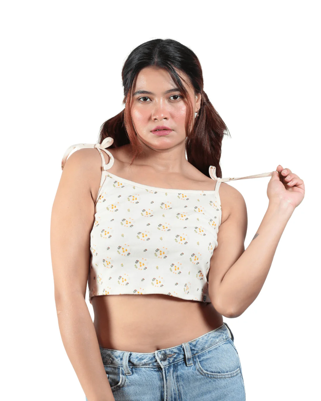 Spring Is Here Noodle Straps Cotton Crop Top