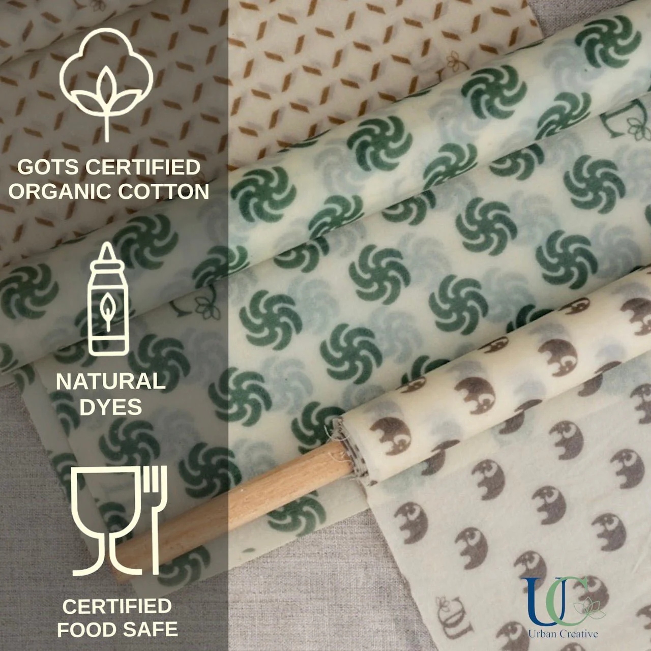 Madhu Wrap Reusable Beeswax Wraps Starter Set of 3Assorted (S/M/L) - Image 11