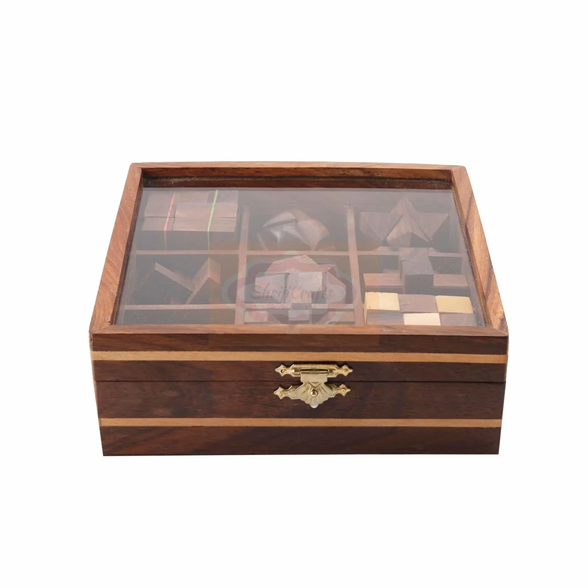 STEM Brain Teaser Puzzle Set, 9 Wooden Mechanical Puzzles - Image 3