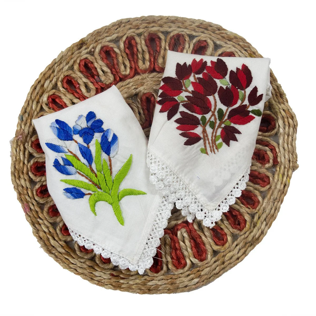 Pure Cotton Hand Embroidered Women’s Handkerchiefs - Image 3