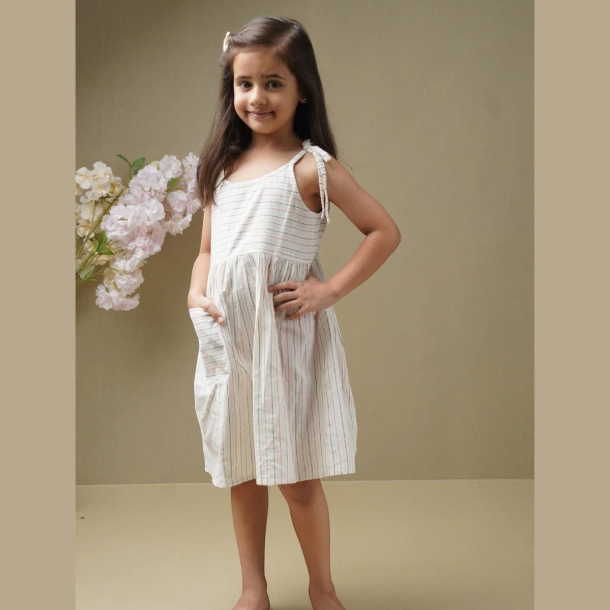 Sleeveless Girls Frock with Adjustable Strap | Cotton Summerwear