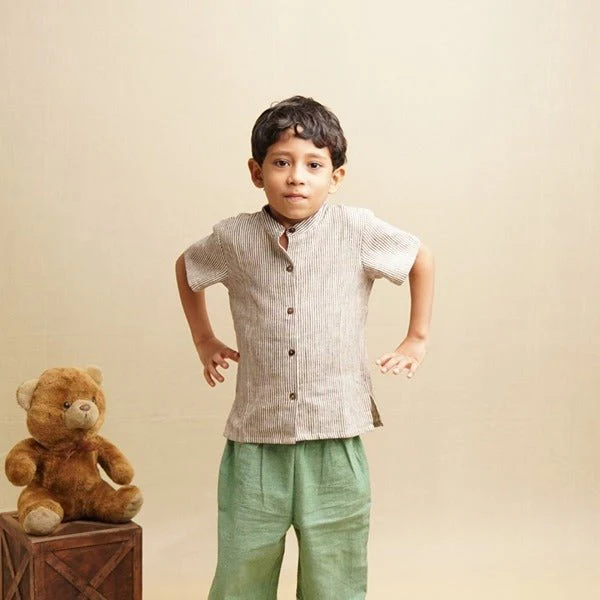Boys' Shirt in Stripe | Khadi Shirt - Image 6