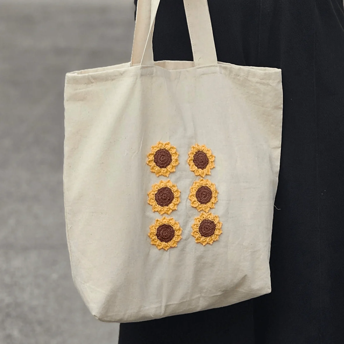 Sunflower Hand Crochet Tote Bags For Women - Image 2