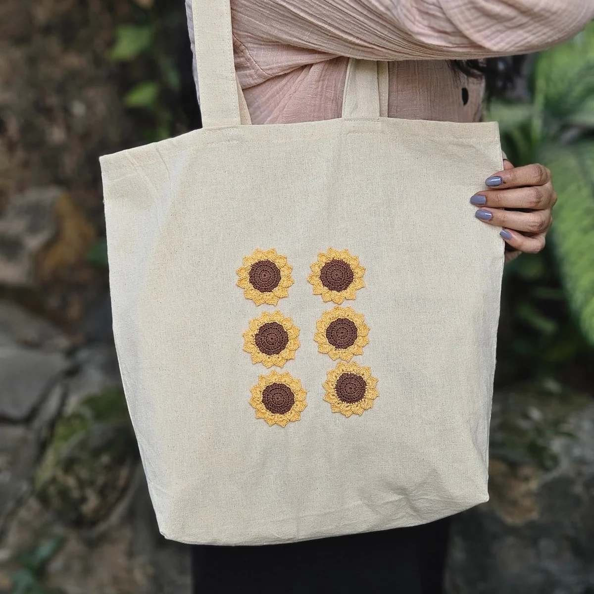 Sunflower Hand Crochet Tote Bags For Women - Image 3