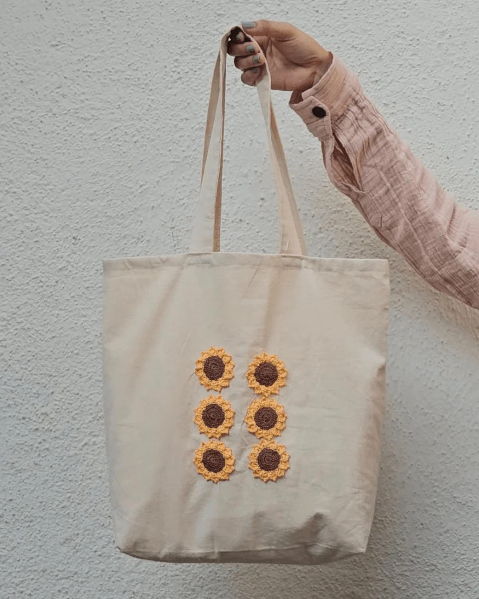 Sunflower Hand Crochet Tote Bags For Women - Image 4