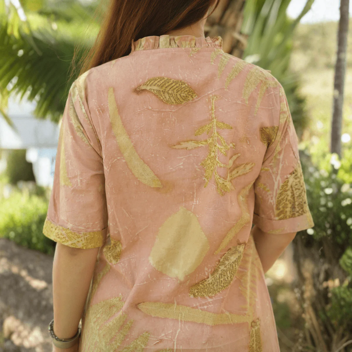 Sunlit Memories Eco-Printed Cotton Dress for Women - Image 5