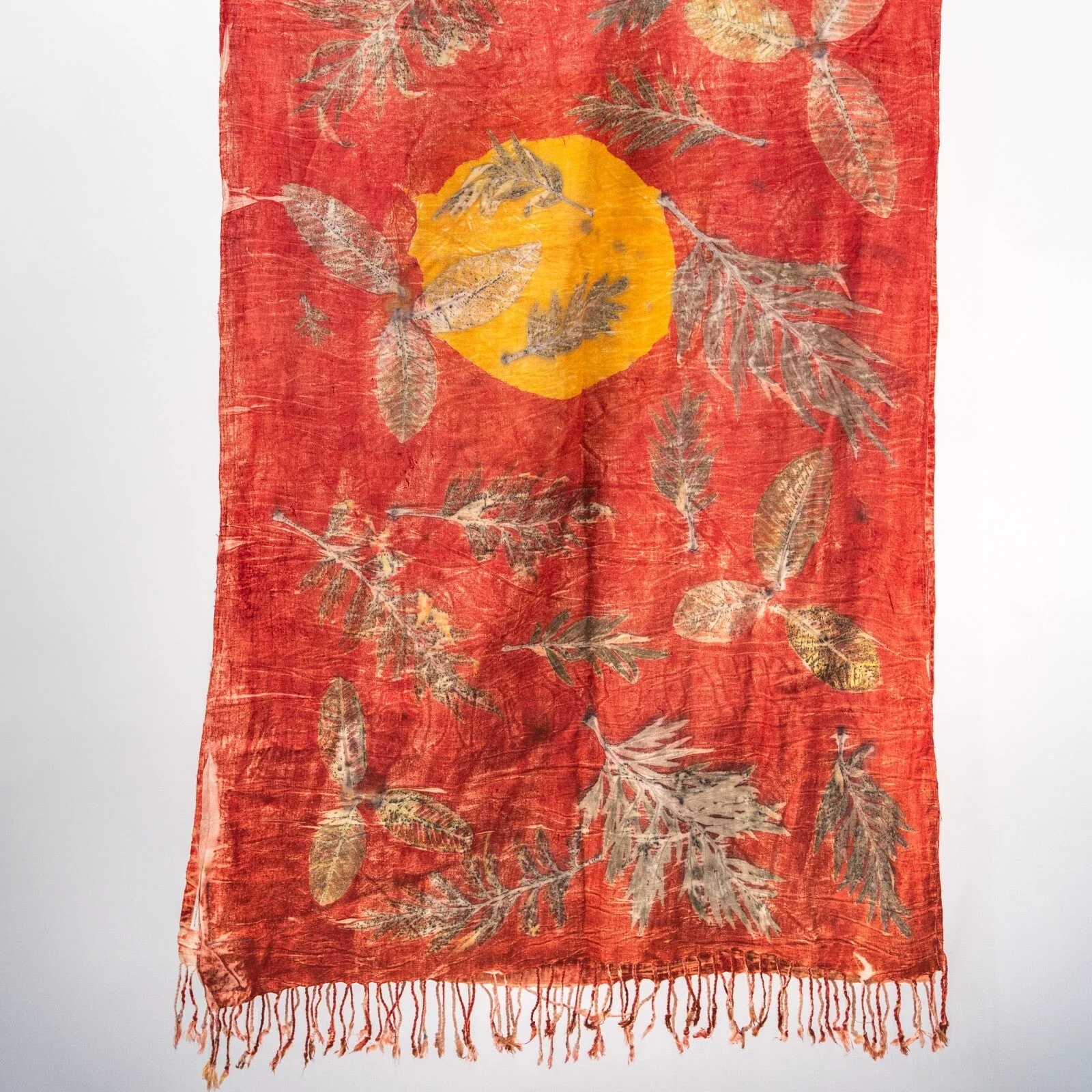 Sunset Eri Silk Scarf – Handcrafted Natural Silk Stole - Image 5