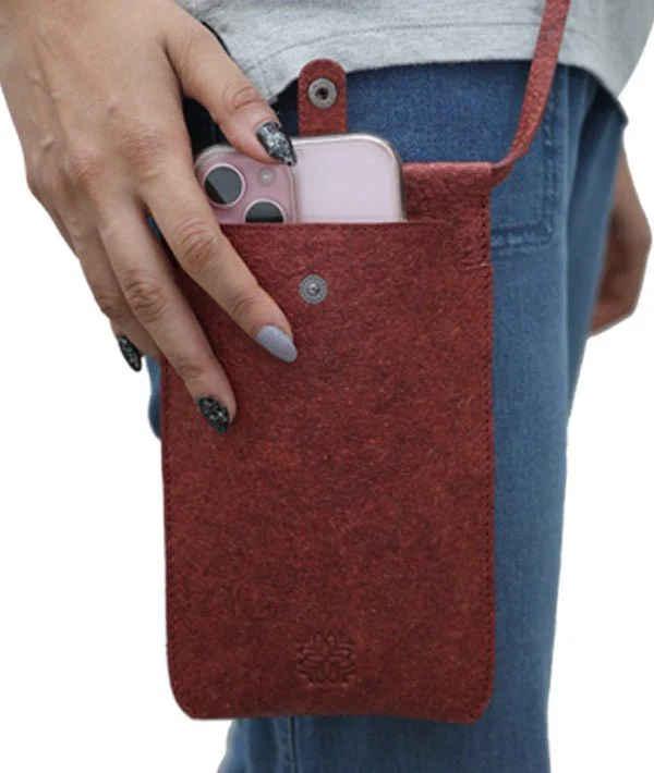 Sustainable Natural Coconut Leather Mobile Sling Bag