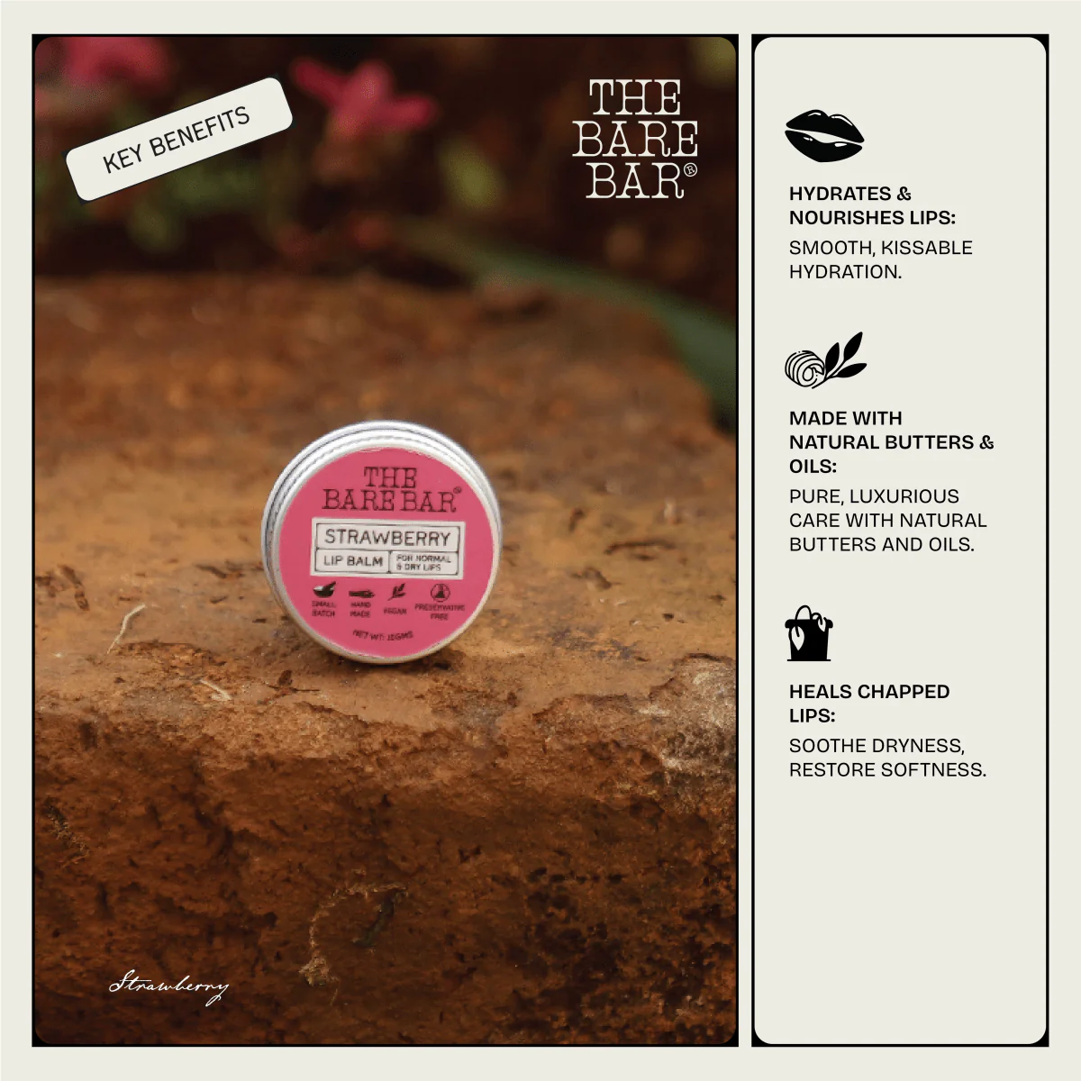 Sweet Strawberry Lip Balm for Smooth Lips- 10g - Image 2