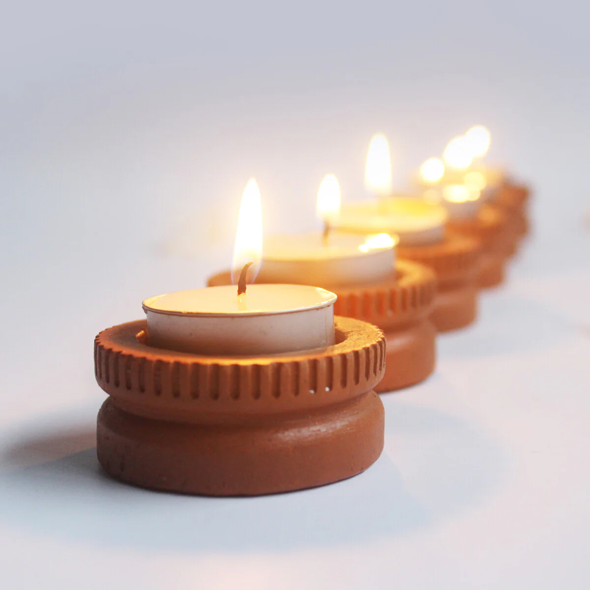 Tab Tech Candle Holder- Set of 6 with 6 Free Soywax Tealights - Image 3