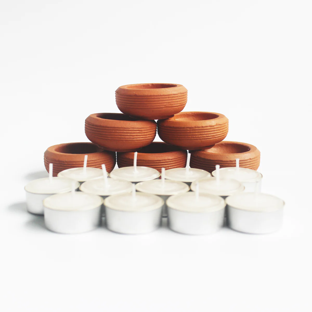 Tab Wheel Candle Holder- Set Of 6 with 6 Free Soywax Tealights - Image 2