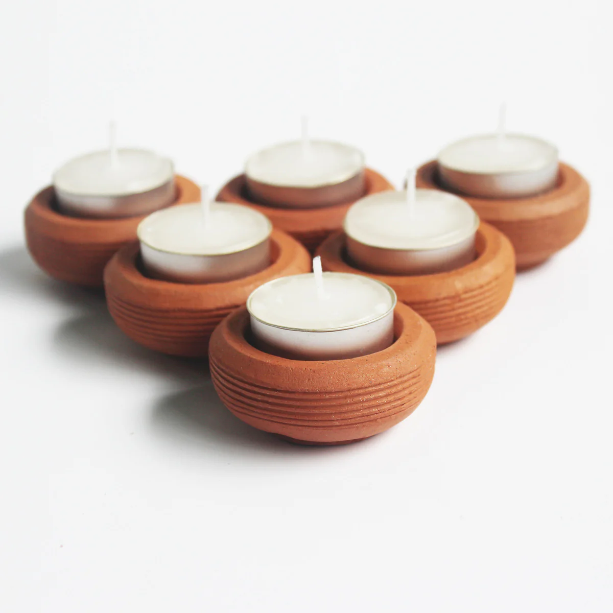 Tab Wheel Candle Holder- Set Of 6 with 6 Free Soywax Tealights - Image 5