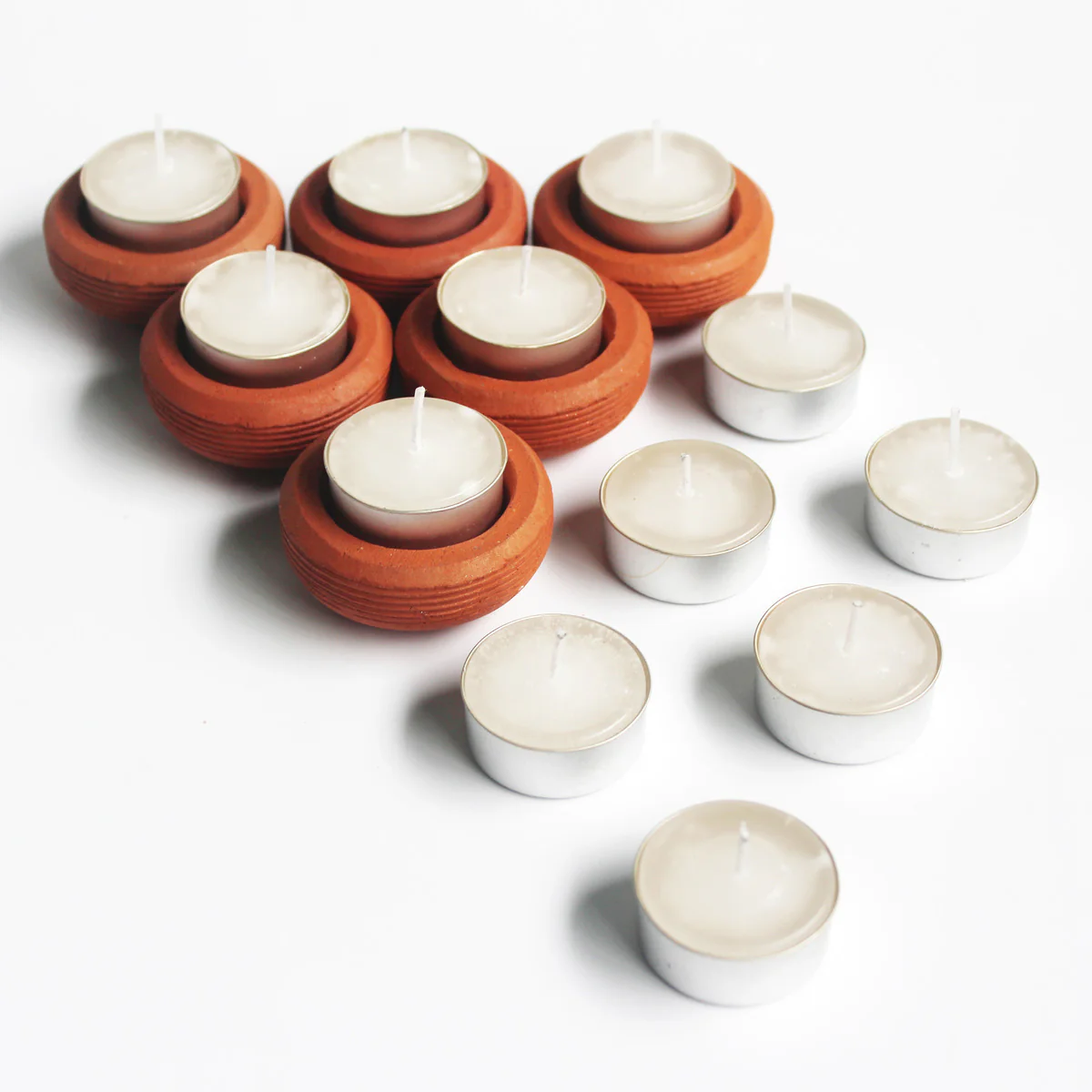 Tab Wheel Candle Holder- Set Of 6 with 6 Free Soywax Tealights - Image 7