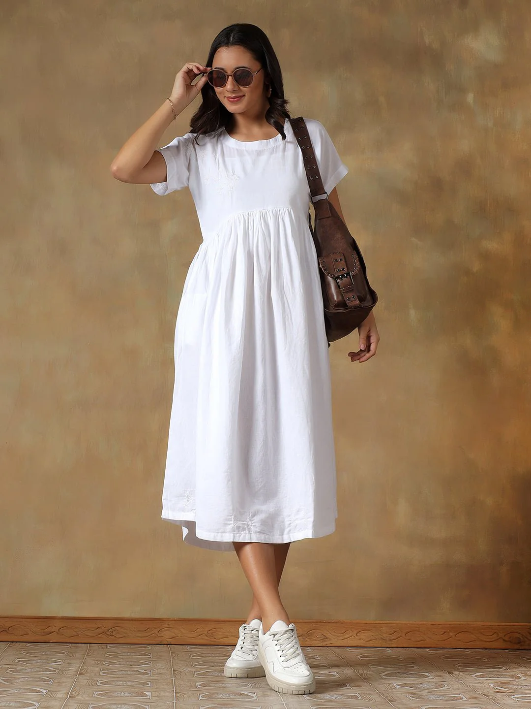 Tale of Two Cities White Dress | Elegant Women’s Cotton A-Line Dress