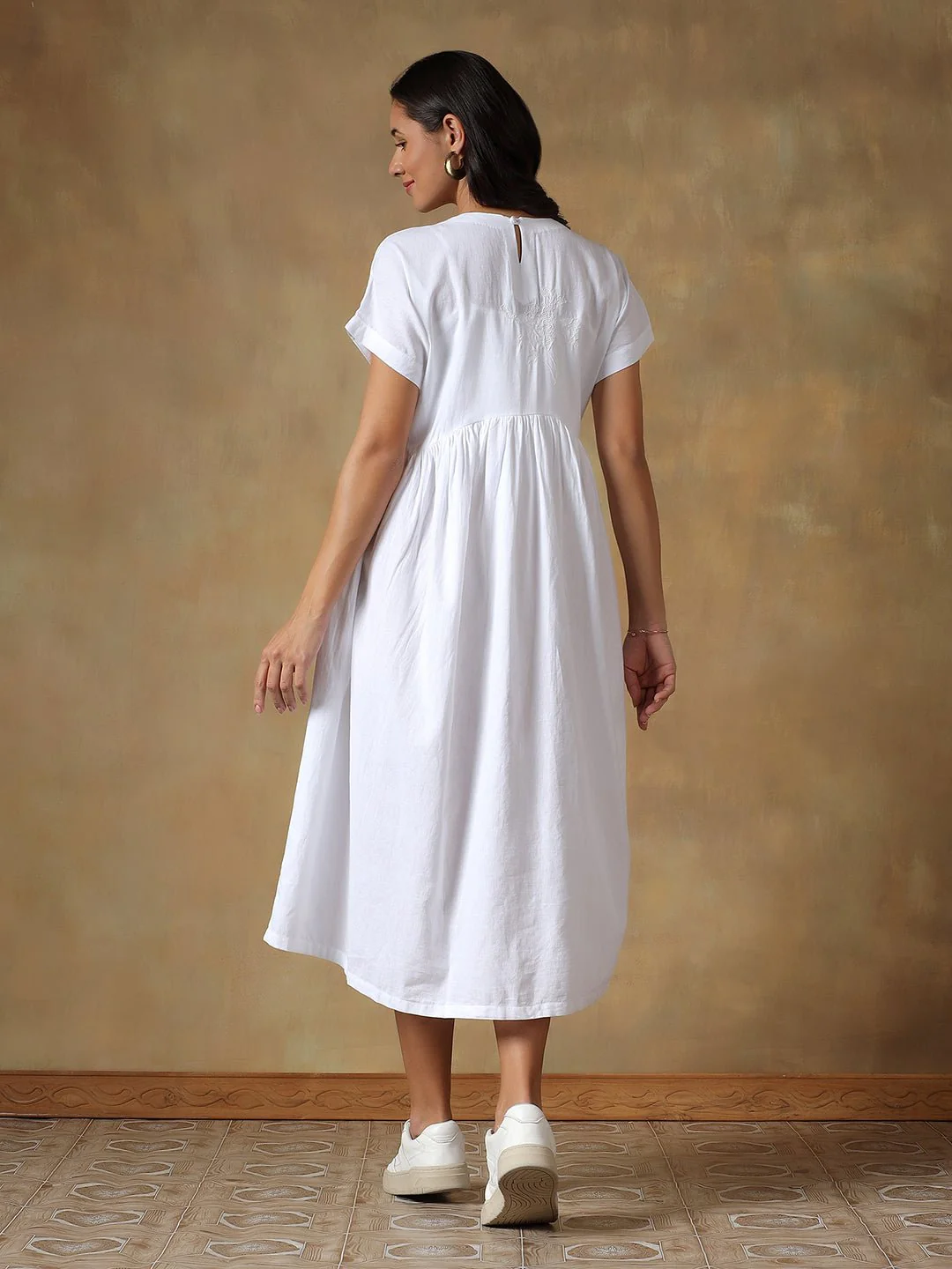 Tale of Two Cities White Dress | Elegant Women’s Cotton A-Line Dress - Image 3