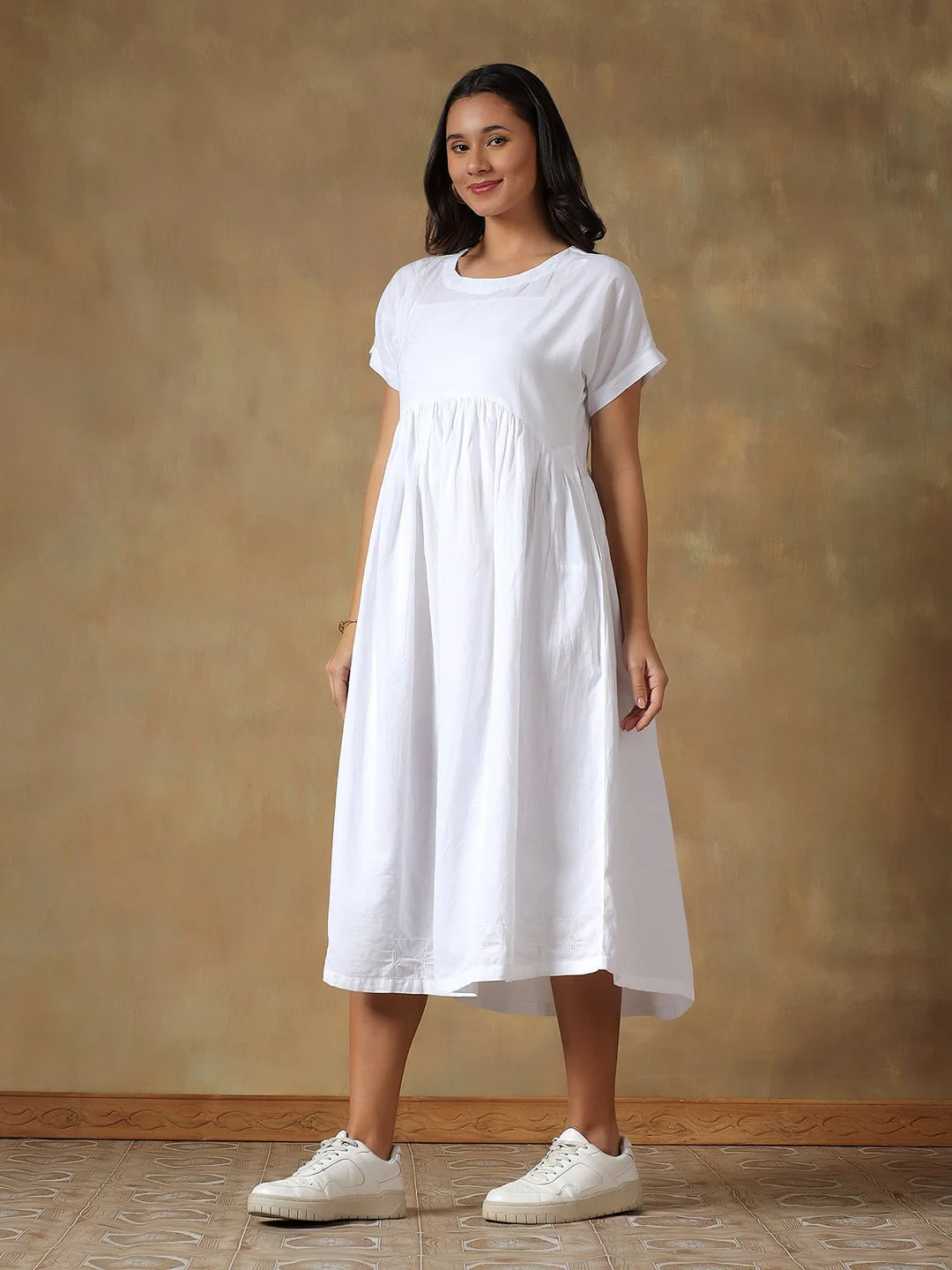 Tale of Two Cities White Dress | Elegant Women’s Cotton A-Line Dress - Image 5